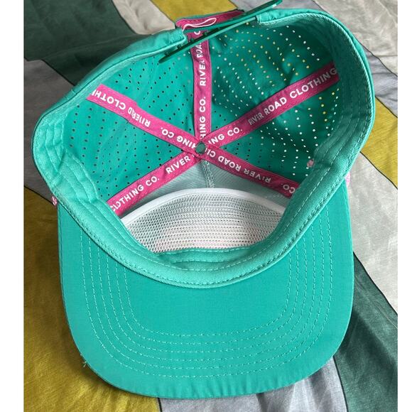 Retro Inspired Rope Hat- Mint Green Pink- Frio River Baseball Cap- River Road - Picture 5 of 6